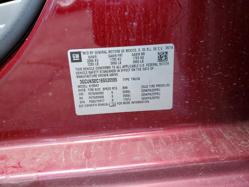 Aukcja sprzedaży 2014 Chevrolet Silverado, vin: 3GCUKSEC1EG526585, numer aukcji: 65018726