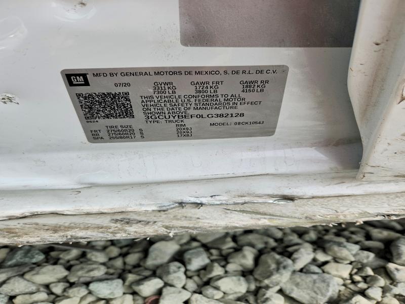 2020 Chevrolet Silverado მანქანა იყიდება აუქციონზე, vin: 3GCUYBEF0LG382128, აუქციონის ნომერი: 66705436