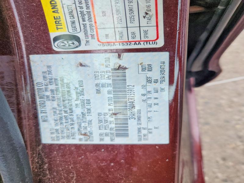 Продажа на аукционе авто 2012 Ford Fusion, vin: 3FAHP0JA4CR155912, номер лота: 65685286