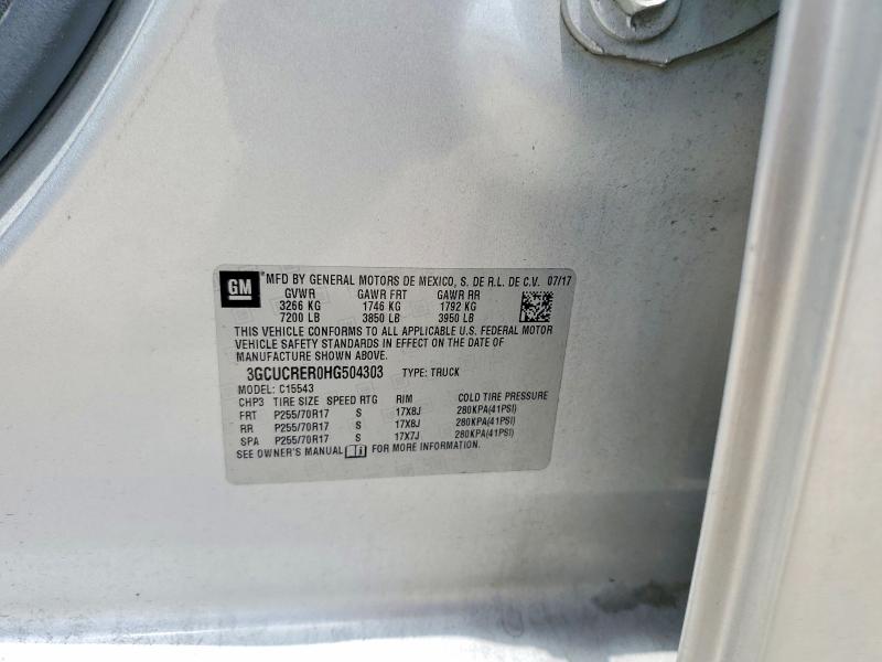 63737986 :رقم المزاد ، 3GCUCRER0HG504303 vin ، 2017 Chevrolet Silverado مزاد بيع