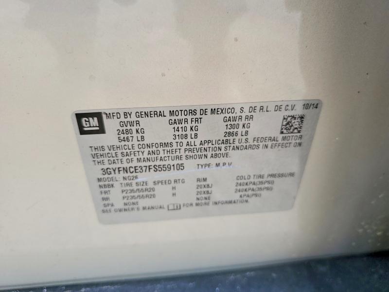 Auction sale of the 2015 Cadillac Srx, vin: 3GYFNCE37FS559105, lot number: 64219146