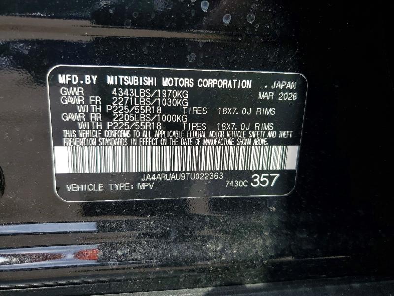 2026 Mitsubishi Outlander Sport მანქანა იყიდება აუქციონზე, vin: JA4ARUAU9TU022363, აუქციონის ნომერი: 63921736