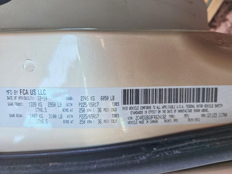 Auction sale of the 2015 Dodge Grand Caravan, vin: 2C4RDGBG9FR624182, lot number: 67277756
