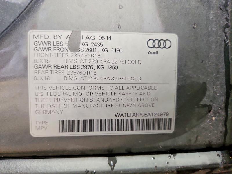 2014 Audi Q5 მანქანა იყიდება აუქციონზე, vin: WA1LFAFP0EA124979, აუქციონის ნომერი: 63740836