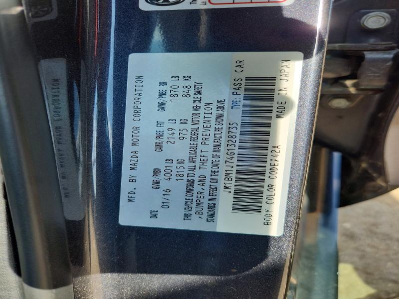 2016 Mazda 3 მანქანა იყიდება აუქციონზე, vin: JM1BM1J74G1328735, აუქციონის ნომერი: 63609776
