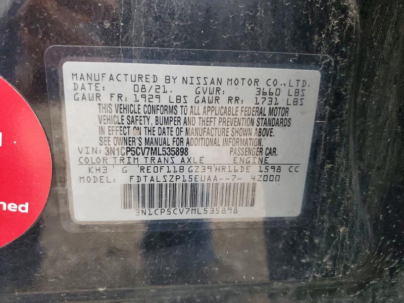 Продажа на аукционе авто 2021 Nissan Kicks, vin: 3N1CP5CV7ML535898, номер лота: 63399436