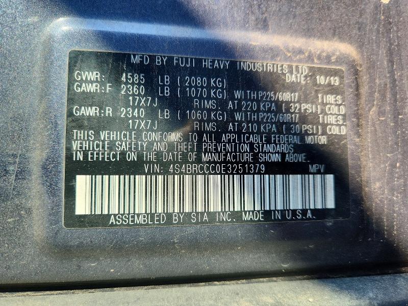 Aukcja sprzedaży 2014 Subaru Outback, vin: 4S4BRCCC0E3251379, numer aukcji: 66405626