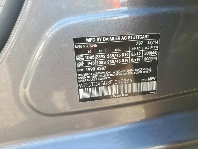 Aukcja sprzedaży 2015 Mercedes-benz Gla, vin: WDCTG4GB3FJ092886, numer aukcji: 64305946