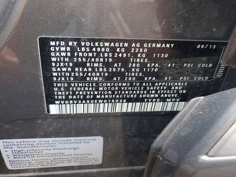 Продажа на аукционе авто 2014 Volkswagen Tiguan, vin: WVGBV3AX0EW015038, номер лота: 66731266