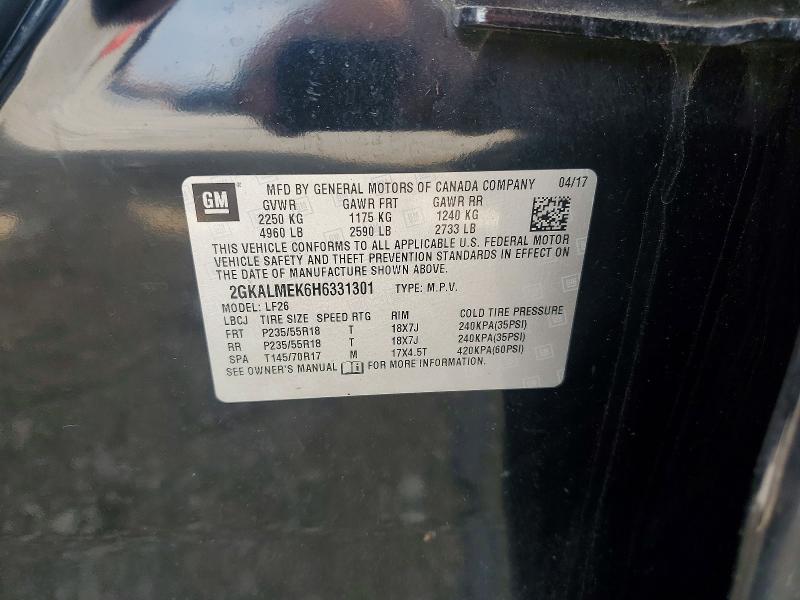 66831016 :رقم المزاد ، 2GKALMEK6H6331301 vin ، 2017 Gmc Terrain مزاد بيع