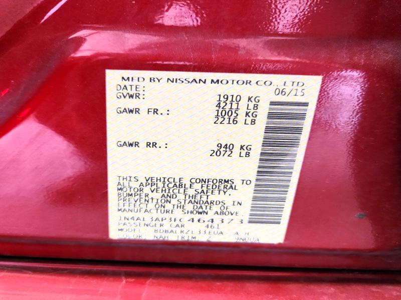 Продажа на аукционе авто 2015 Nissan Altima, vin: 1N4AL3AP3FC464373, номер лота: 63263536