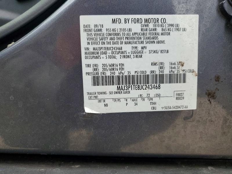Aukcja sprzedaży 2018 Ford Ecosport, vin: MAJ3P1TE8JC243468, numer aukcji: 66832116