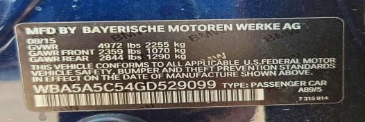 2016 Bmw 528 მანქანა იყიდება აუქციონზე, vin: WBA5A5C54GD529099, აუქციონის ნომერი: 61646726