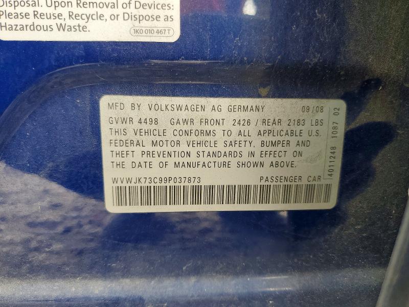 Aukcja sprzedaży 2009 Volkswagen Passat, vin: WVWJK73C99P037873, numer aukcji: 65724366