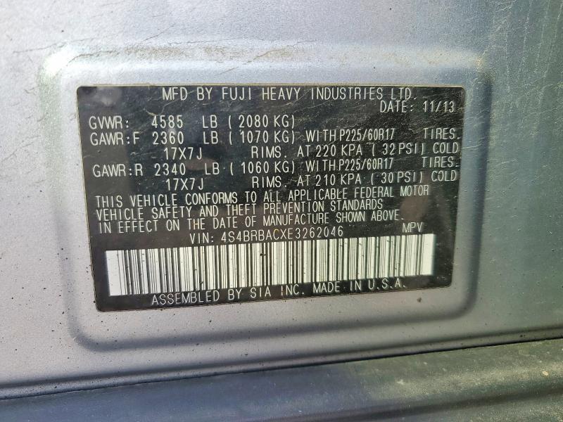 Продаж на аукціоні авто 2014 Subaru Outback, vin: 4S4BRBACXE3262046, номер лоту: 65133346