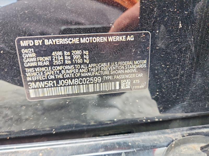 65863636 :رقم المزاد ، 3MW5R1J09M8C02599 vin ، 2021 Bmw 330i مزاد بيع