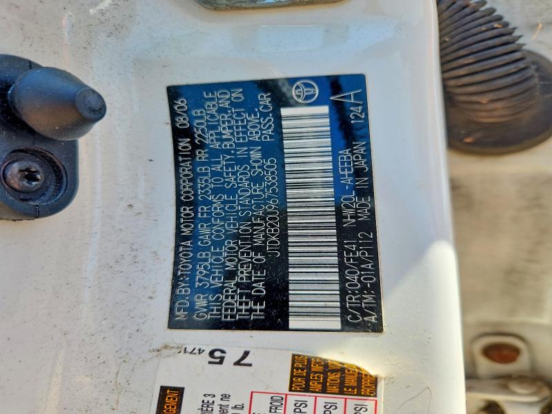 Aukcja sprzedaży 2006 Toyota Prius, vin: JTDKB20U967538505, numer aukcji: 66178566