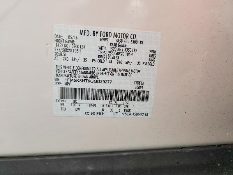 Продажа на аукционе авто 2016 Ford Explorer, vin: 1FM5K8HT6GGD29277, номер лота: 66143686