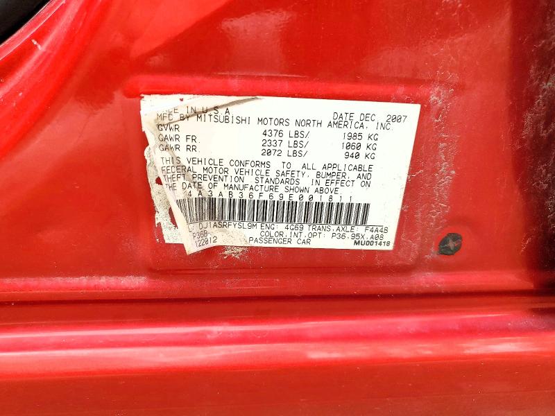 Продажа на аукционе авто 2009 Mitsubishi Galant, vin: 4A3AB36F69E001811, номер лота: 64548466