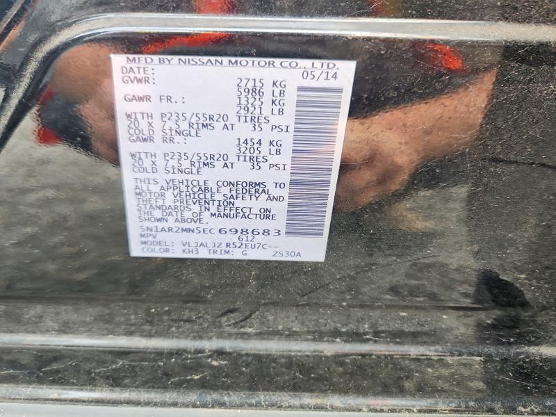 64245606 :رقم المزاد ، 5N1AR2MN5EC698683 vin ، 2014 Nissan Pathfinder مزاد بيع
