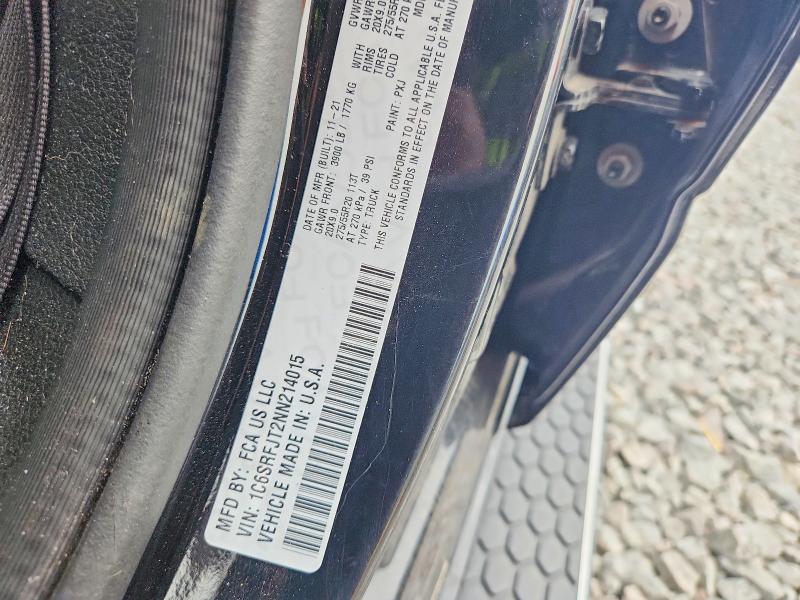 2022 Ram 1500 მანქანა იყიდება აუქციონზე, vin: 1C6SRFJT2NN214015, აუქციონის ნომერი: 63875206