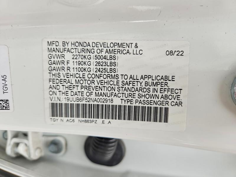 Продажа на аукционе авто 2022 Acura Tlx, vin: 19UUB6F52NA002918, номер лота: 65315586