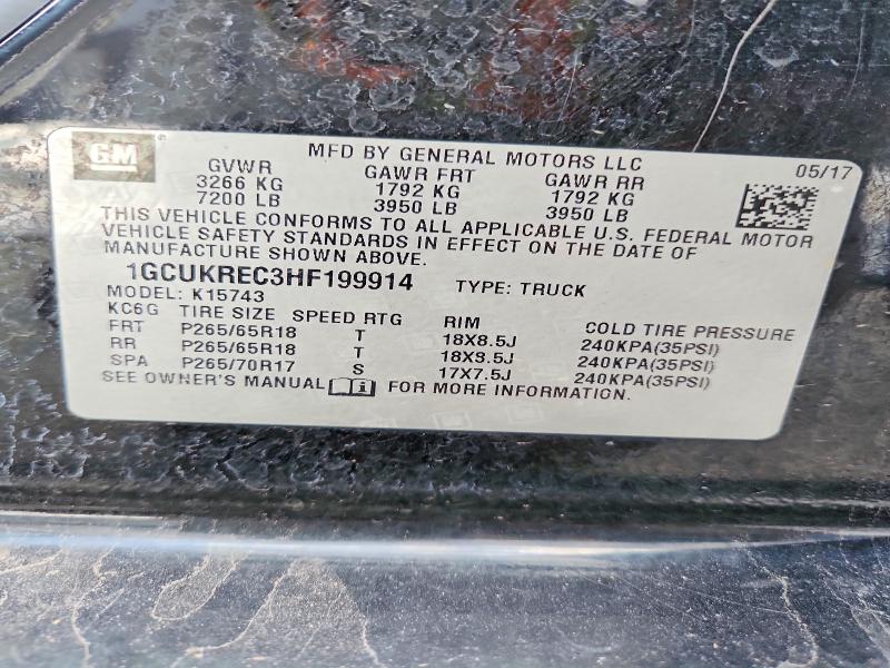 66178836 :رقم المزاد ، 1GCUKREC3HF199914 vin ، 2017 Chevrolet Silverado مزاد بيع