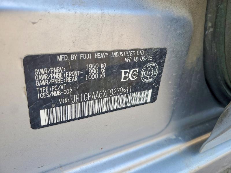 64743876 :رقم المزاد ، JF1GPAA6XF8279511 vin ، 2015 Subaru Impreza مزاد بيع
