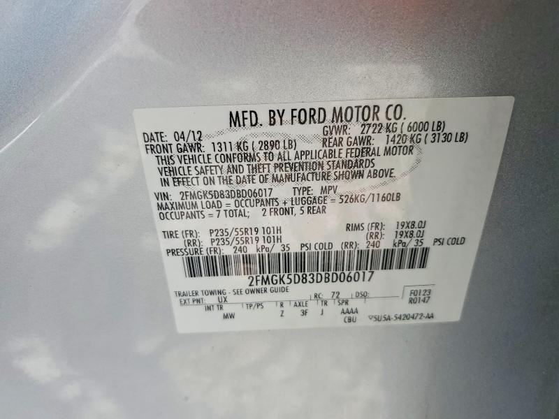 Продажа на аукционе авто 2013 Ford Flex, vin: 2FMGK5D83DBD06017, номер лота: 66029156