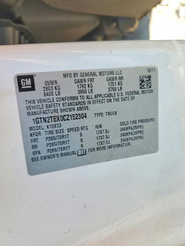 Продажа на аукционе авто 2012 Gmc Sierra, vin: 1GTN2TEX0CZ152304, номер лота: 66095116