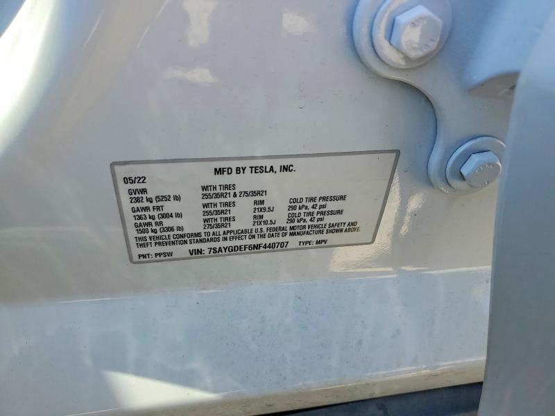 Aukcja sprzedaży 2022 Tesla Model Y, vin: 7SAYGDEF6NF440707, numer aukcji: 66254456