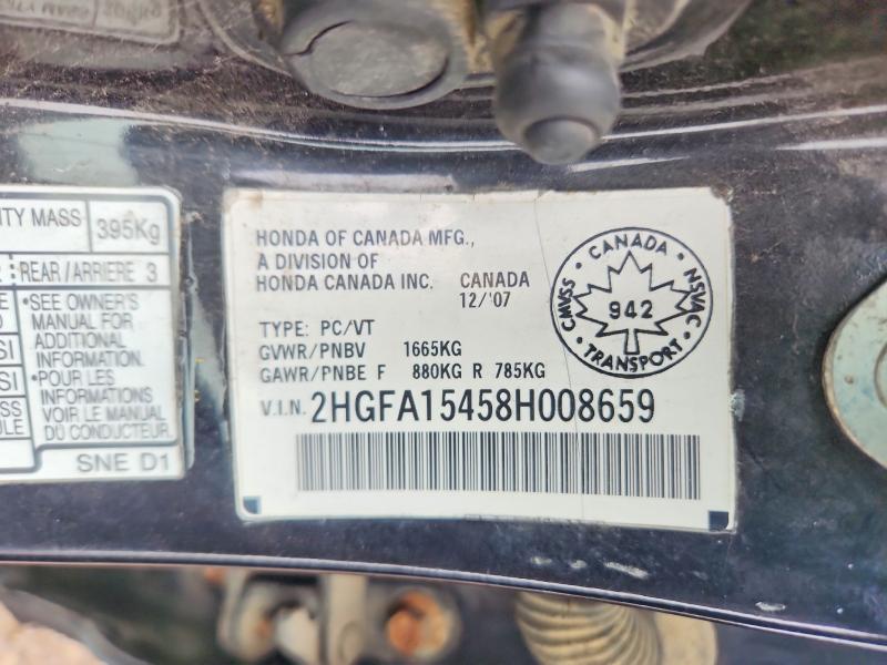 Продаж на аукціоні авто 2008 Honda Civic, vin: 2HGFA15458H008659, номер лоту: 65565316