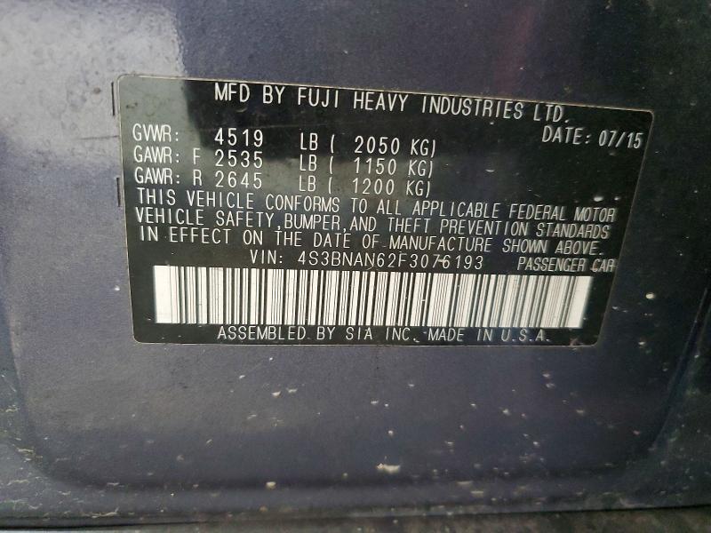 Aukcja sprzedaży 2015 Subaru Legacy, vin: 4S3BNAN62F3076193, numer aukcji: 64894766