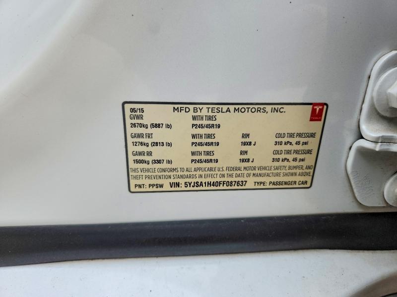Aukcja sprzedaży 2015 Tesla Model S, vin: 5YJSA1H40FF087637, numer aukcji: 64004556