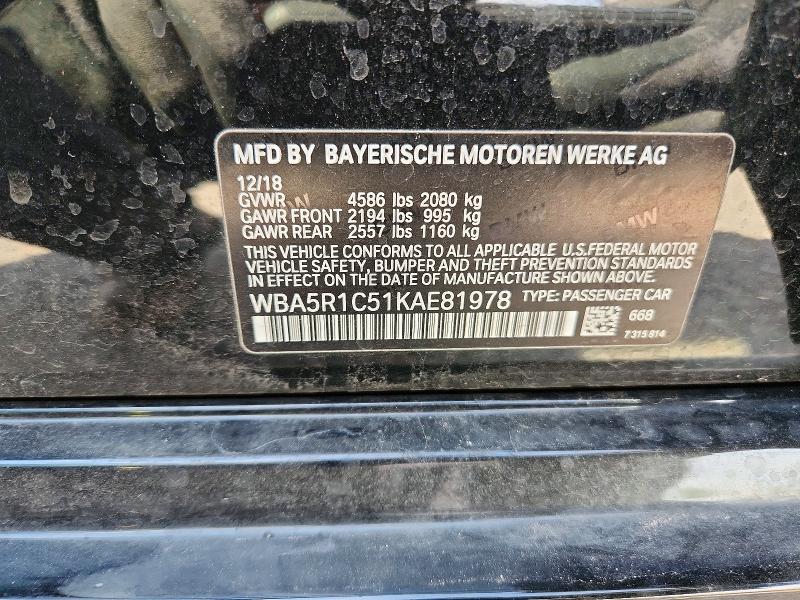 2019 Bmw 330i მანქანა იყიდება აუქციონზე, vin: WBA5R1C51KAE81978, აუქციონის ნომერი: 65957426