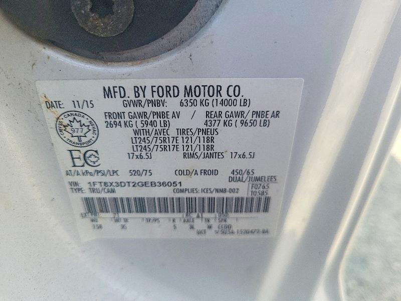 Продажа на аукционе авто 2016 Ford F350, vin: 1FT8X3DT2GEB36051, номер лота: 64045256