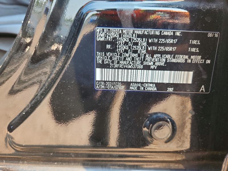 Продажа на аукционе авто 2016 Toyota Rav4, vin: 2T3RFREV4GW537068, номер лота: 64311336