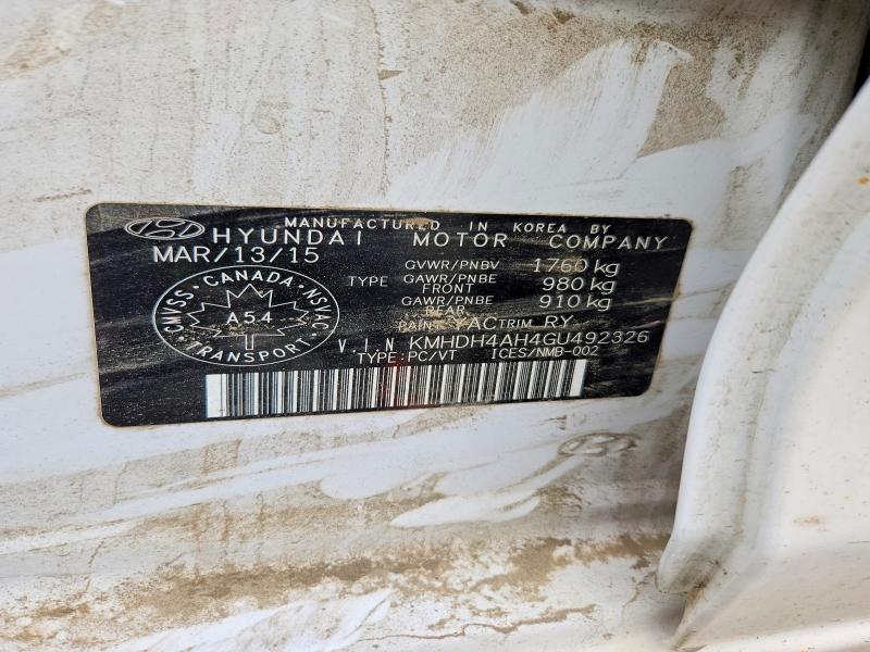 66202066 :رقم المزاد ، KMHDH4AH4GU492326 vin ، 2016 Hyundai Elantra مزاد بيع