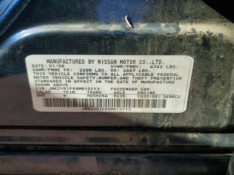 Продажа на аукционе авто 2006 Infiniti G35, vin: JNKCV51F66M610113, номер лота: 65406606