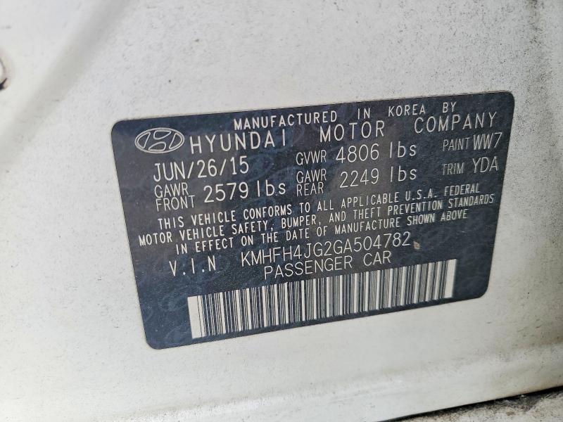 Aukcja sprzedaży 2016 Hyundai Azera, vin: KMHFH4JG2GA504782, numer aukcji: 65604216