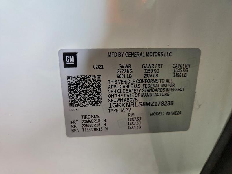 Aukcja sprzedaży 2021 Gmc Acadia, vin: 1GKKNRLS8MZ178238, numer aukcji: 64424486