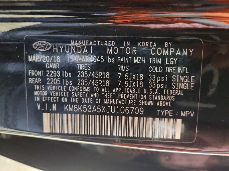 63917736 :رقم المزاد ، KM8K53A5XJU106709 vin ، 2018 Hyundai Kona مزاد بيع