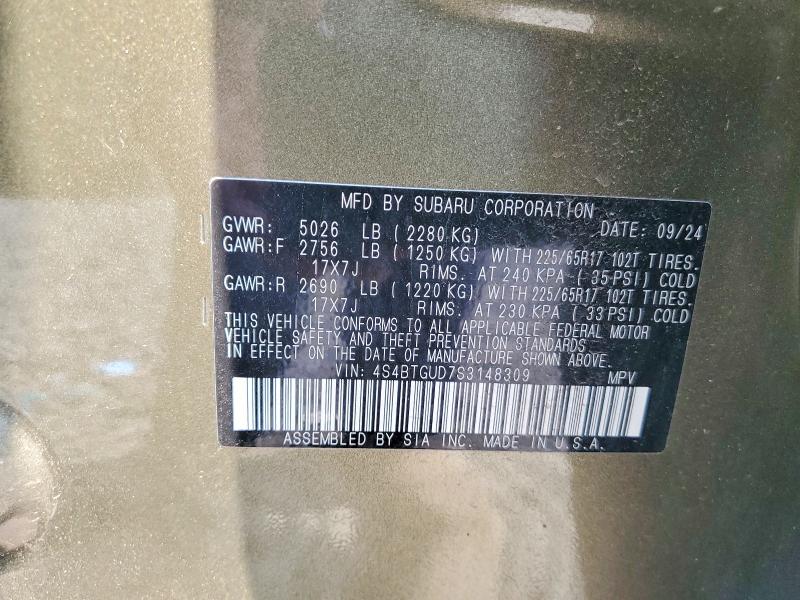 Продаж на аукціоні авто 2025 Subaru Outback, vin: 4S4BTGUD7S3148309, номер лоту: 64155276