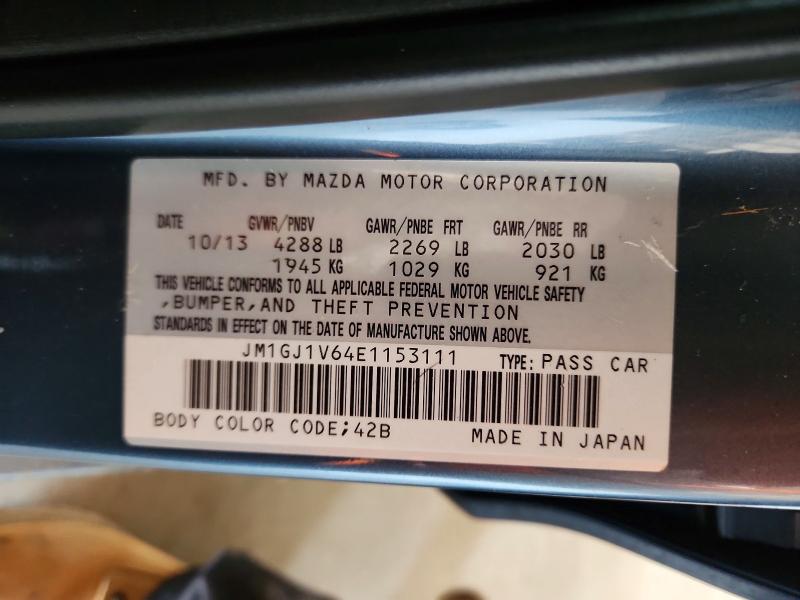 2014 Mazda 6 მანქანა იყიდება აუქციონზე, vin: JM1GJ1V64E1153111, აუქციონის ნომერი: 64946756