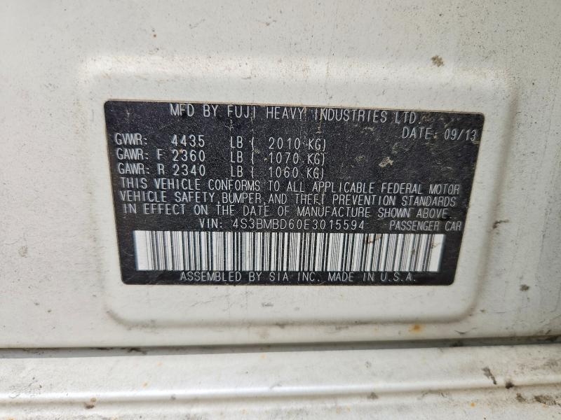 2014 Subaru Legacy მანქანა იყიდება აუქციონზე, vin: 4S3BMBD60E3015594, აუქციონის ნომერი: 64119456