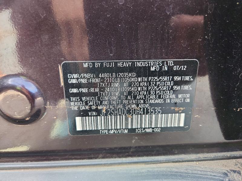 Продаж на аукціоні авто 2013 Subaru Forester, vin: JF2SHADC3DH413535, номер лоту: 66188666