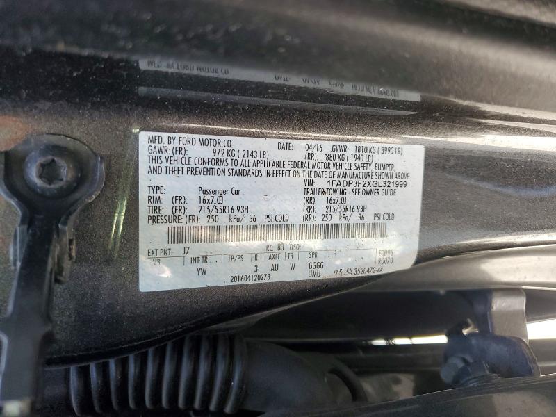 64235976 :رقم المزاد ، 1FADP3F2XGL321999 vin ، 2016 Ford Focus مزاد بيع