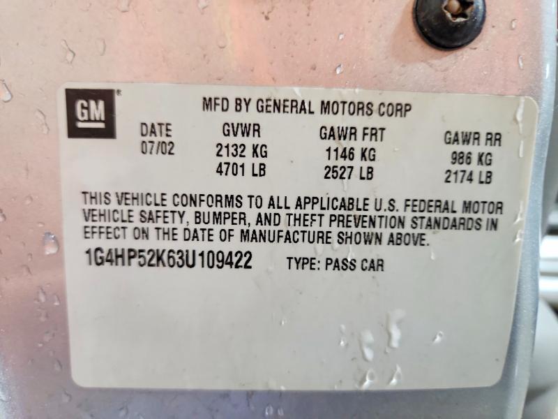 2003 Buick Lesabre მანქანა იყიდება აუქციონზე, vin: 1G4HP52K63U109422, აუქციონის ნომერი: 64134776