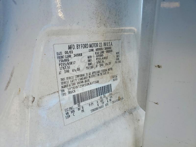 Aukcja sprzedaży 2004 Ford F150, vin: 1FTRW12W54KA11146, numer aukcji: 66392466