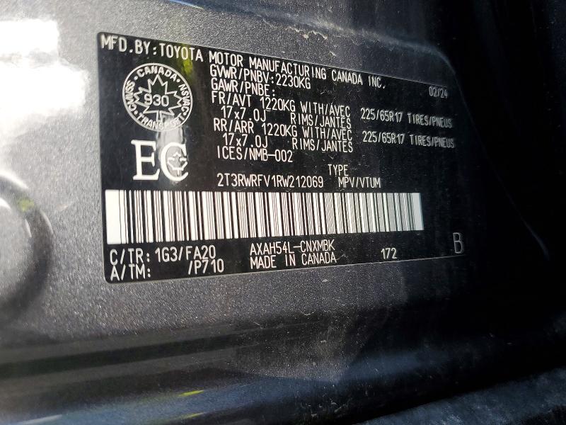 Продаж на аукціоні авто 2024 Toyota Rav4 Hybrid, vin: 2T3RWRFV1RW212069, номер лоту: 62951596